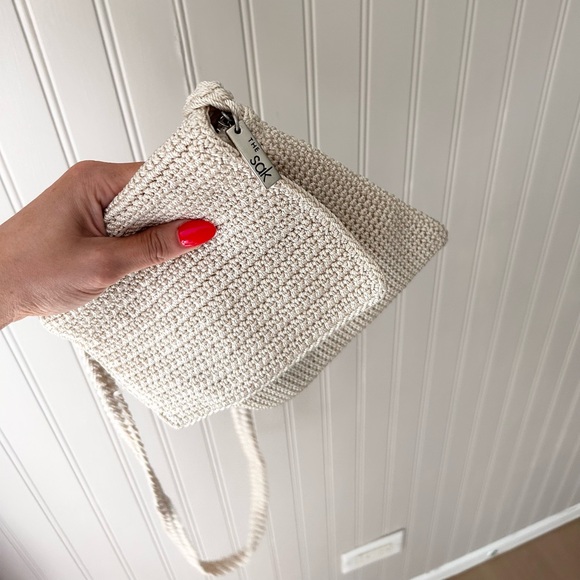 The Sak Handbags - Vintage 1990s The Sak Cream Crochet Shoulder Bag